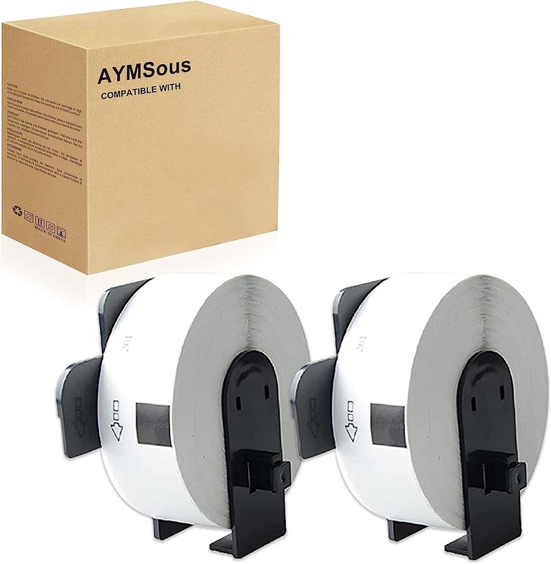 AYMSous 2 Pack DK-1201 Die-Cut Standard Address Label (1-1/7" x 3-1/2" /29mm x 90mm) with 2 Refillable Cartridges Replacement for Brother DK-1201 for QL-500 QL-560 QL-570 QL-650TD QL-710W QL-800 - Image 1